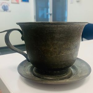 Antique Pewter Rein Zinn cup and saucer